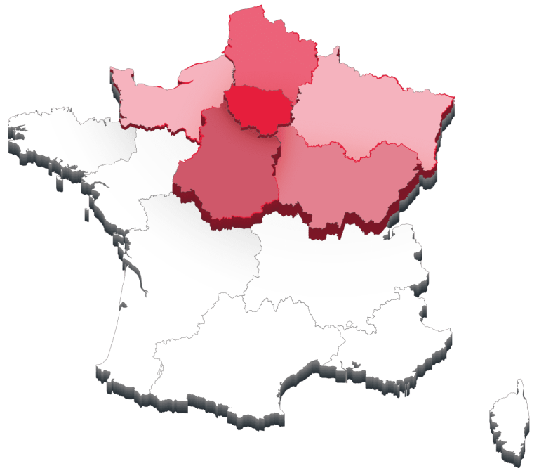 carte de France : zones d'intervention STRP